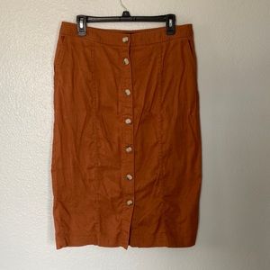 Banana Republic Button Front Midlength Skirt Dark Salmon Size 12